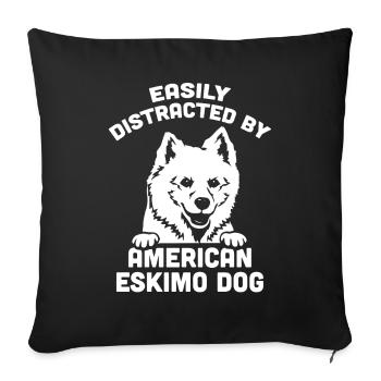 Chien esquimau américain - Housse de coussin décorative 45 x 45 cm - noir - Devant