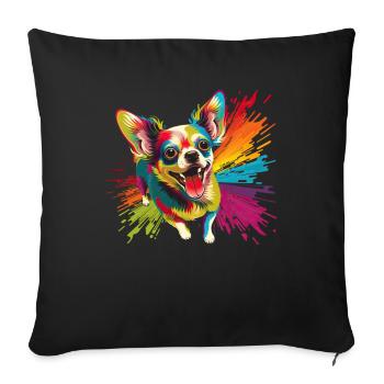 Dog Cartoon Chihuahua Design pour les amoureux des chiens - Housse de coussin décorative 45 x 45 cm - noir - Devant