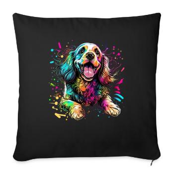 Dog Cartoon Cocker Spaniel pour les amoureux des chiens - Housse de coussin décorative 45 x 45 cm - noir - Devant