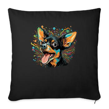 Dog Cartoon Chihuahua Design pour les amoureux des chiens - Housse de coussin décorative 45 x 45 cm - noir - Devant