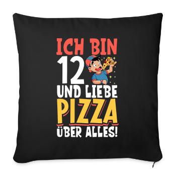 Ich bin 12 - Jungen Pizza - Sofakissenbezug 45 x 45 cm - Schwarz - Vorne
