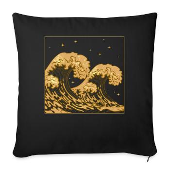 Boujee Aesthetic Great Wave Off Kanagawa Bougie - Sofa pillowcase 17,3'' x 17,3'' (45 x 45 cm) - black - Front