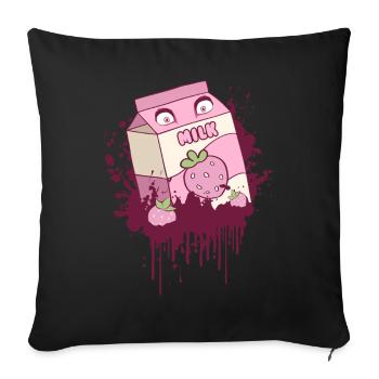 Finnish Goth Aesthetic Gothic Strawberry Milk Drip - Sofa pillowcase 17,3'' x 17,3'' (45 x 45 cm) - black - Front
