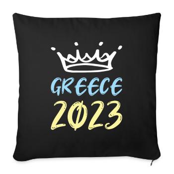 Greece 2023 - Sofa pillowcase 17,3'' x 17,3'' (45 x 45 cm) - black - Front
