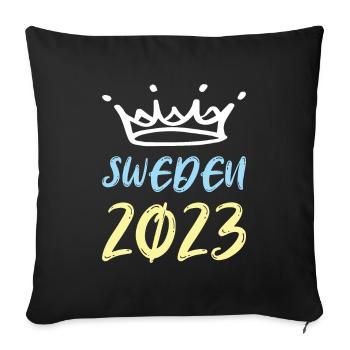 Suède 2023 - Housse de coussin décorative 45 x 45 cm - noir - Devant