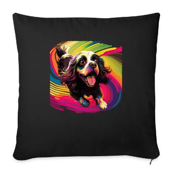 Dog Cartoon Cocker Spaniel pour les amoureux des chiens - Housse de coussin décorative 45 x 45 cm - noir - Devant