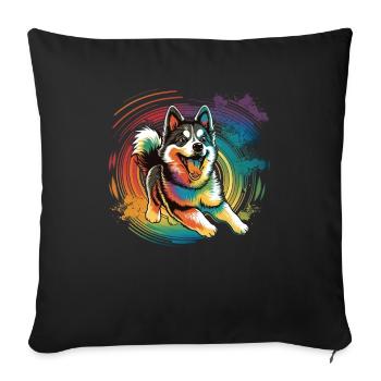 Dog Cartoon Huskie Design pour les amoureux des chiens - Housse de coussin décorative 45 x 45 cm - noir - Devant