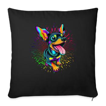 Dog Cartoon Chihuahua Design pour les amoureux des chiens - Housse de coussin décorative 45 x 45 cm - noir - Devant