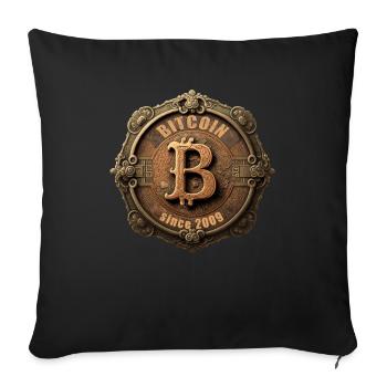 Bitcoin Design für BTC Fans - Sofakissenbezug 45 x 45 cm - Schwarz - Vorne