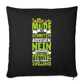 Müde und schmutzig - Zwillinge - Sofakissenbezug 45 x 45 cm - Schwarz - Vorne