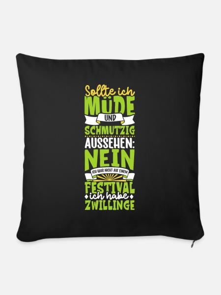 Müde und schmutzig - Zwillinge - Sofakissenbezug 45 x 45 cm - Schwarz