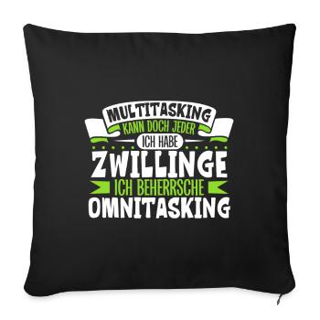 Multitasking kann jeder - Vater von Zwillingen - Sofakissenbezug 45 x 45 cm - Schwarz - Vorne