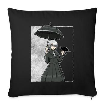 Finnish Goth Aesthetic Gothic Anime Girl Goth - Sofa pillowcase 17,3'' x 17,3'' (45 x 45 cm) - black - Front