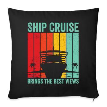 Funny Cruise Cruiser Cruise Ship Retro - Sofa pillowcase 17,3'' x 17,3'' (45 x 45 cm) - black - Front