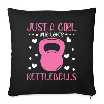 Juste une fille qui aime Kettlebells Fitness Gym - Housse de coussin décorative 45 x 45 cm - noir - Devant