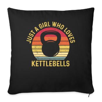Juste une fille qui aime Kettlebells Fitness Gym - Housse de coussin décorative 45 x 45 cm - noir - Devant
