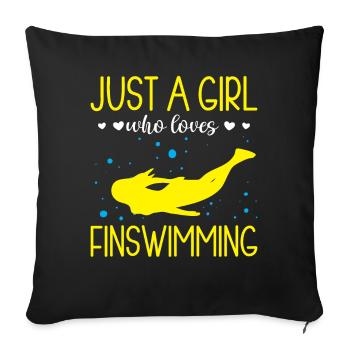 Juste une fille qui aime nager les nageoires - Housse de coussin décorative 45 x 45 cm - noir - Devant