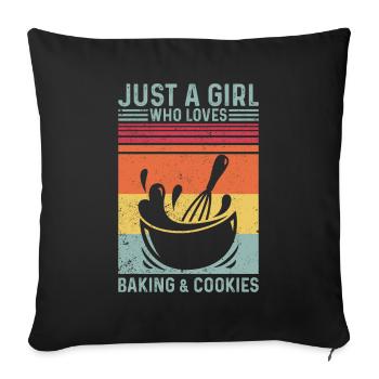 Juste une fille qui aime la cuisson et les biscuits Baker Rétro - Housse de coussin décorative 45 x 45 cm - noir - Devant
