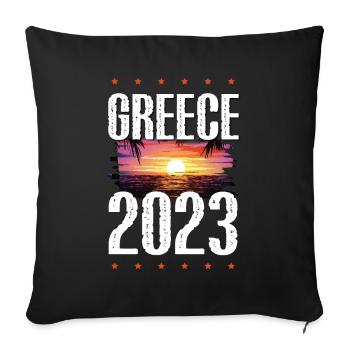 Grèce 2023 - Housse de coussin décorative 45 x 45 cm - noir - Devant