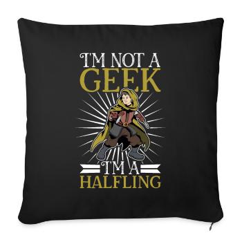 No Geek - D20 RPG Character - Halfling - Sofa pillowcase 17,3'' x 17,3'' (45 x 45 cm) - black - Front