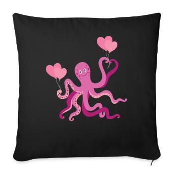 Octopus Heart Children Squid - Sofa pillowcase 17,3'' x 17,3'' (45 x 45 cm) - black - Front
