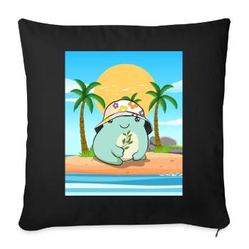 Coconut Girl Aesthetic Kawaii Frog Summer Beach - Sofakissenbezug 45 x 45 cm - Schwarz - Vorne