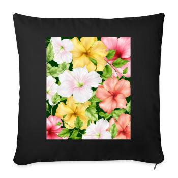 Coconut Girl Aesthetic Hibiscus Pattern - Sofakissenbezug 45 x 45 cm - Schwarz - Vorne