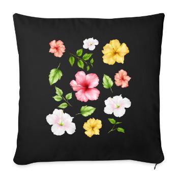 Coconut Girl Fleurs d’hibiscus esthétiques - Housse de coussin décorative 45 x 45 cm - noir - Devant