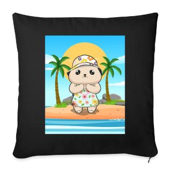 Coconut Girl Aesthetic Kawaii Bear Summer Beach - Sofakissenbezug 45 x 45 cm - Schwarz - Vorne