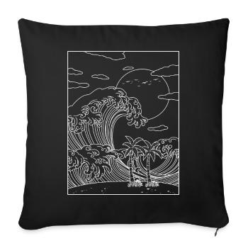 Coconut Girl Aesthetic Kanagawa Wave Summer Beach - Sofa pillowcase 17,3'' x 17,3'' (45 x 45 cm) - black - Front