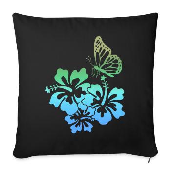 Coconut Girl Aesthetic Hibiscus Butterfly - Sofakissenbezug 45 x 45 cm - Schwarz - Vorne