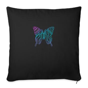 Cyber Esthétique Papillon Rétro Futurisme Vaporwave - Housse de coussin décorative 45 x 45 cm - noir - Devant