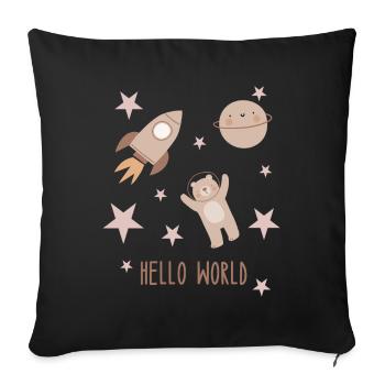 Hello World | Space Boho Style - Sofa pillowcase 17,3'' x 17,3'' (45 x 45 cm) - black - Front