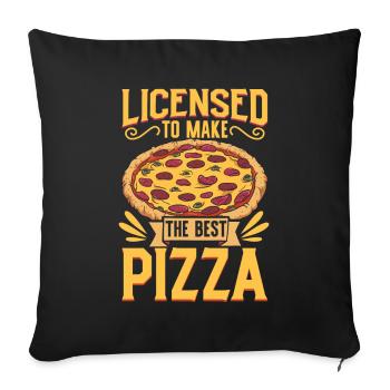 License to bake pizza - pizza baker - Sofa pillowcase 17,3'' x 17,3'' (45 x 45 cm) - black - Front