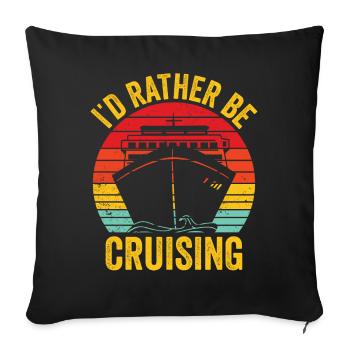 Funny Cruise Cruiser Cruise Ship Retro - Sofa pillowcase 17,3'' x 17,3'' (45 x 45 cm) - black - Front