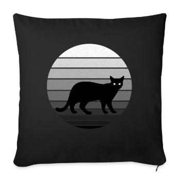 Mignon chat noir au look vintage / rétro - Housse de coussin décorative 45 x 45 cm - noir - Devant