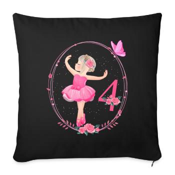 4th Birthday Ballerina in Tutu Girl Ballet 4 - Sofa pillowcase 17,3'' x 17,3'' (45 x 45 cm) - black - Front