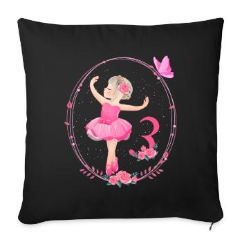 3rd Birthday Ballerina in Tutu Girl Ballet 3 - Sofa pillowcase 17,3'' x 17,3'' (45 x 45 cm) - black - Front