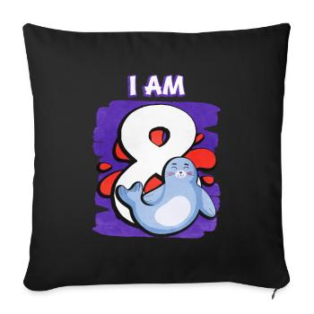 I am 8 seal - Sofa pillowcase 17,3'' x 17,3'' (45 x 45 cm) - black - Front