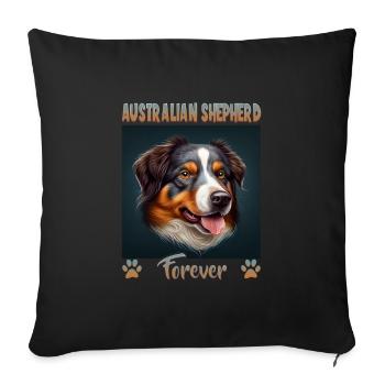 Dogs Australian Shepherd Dog Lovers Aussie - Sofa pillowcase 17,3'' x 17,3'' (45 x 45 cm) - black - Front