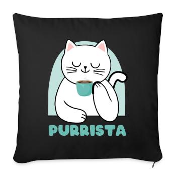 Purrista Kaffee Rösten Kaffee Katze - Sofakissenbezug 45 x 45 cm - Schwarz - Vorne