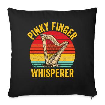 Harpiste Harpiste Rétro - Housse de coussin décorative 45 x 45 cm - noir - Devant