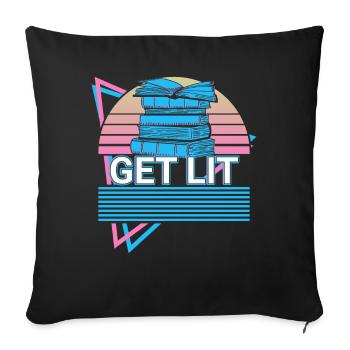 Funny Book Reading Literature - Sofa pillowcase 17,3'' x 17,3'' (45 x 45 cm) - black - Front