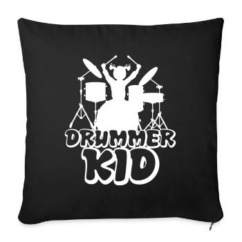 Drummer Kid drums - Sofa pillowcase 17,3'' x 17,3'' (45 x 45 cm) - black - Front