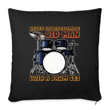 Vieil homme avec batterie - Housse de coussin décorative 45 x 45 cm - noir - Devant