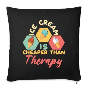 Ice Cream Cheaper Therapy Eiscreme Eis - Sofakissenbezug 45 x 45 cm - Schwarz - Vorne