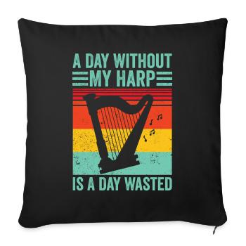 Harpist Harpist Retro - Sofa pillowcase 17,3'' x 17,3'' (45 x 45 cm) - black - Front