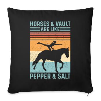 Drôle d’équitation saut rétro - Housse de coussin décorative 45 x 45 cm - noir - Devant