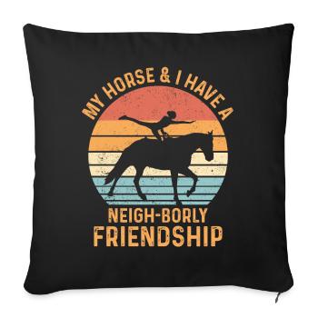 Lustiges Reitpferd Voltigieren Retro - Sofakissenbezug 45 x 45 cm - Schwarz - Vorne