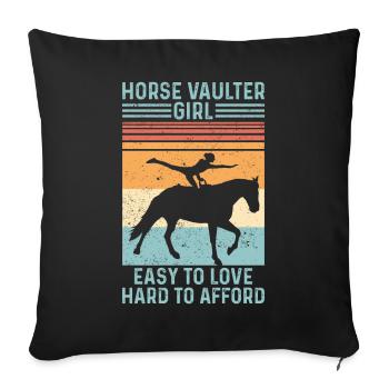 Horse Vaulter Girl Horse Vaulting Retro - Housse de coussin décorative 45 x 45 cm - noir - Devant